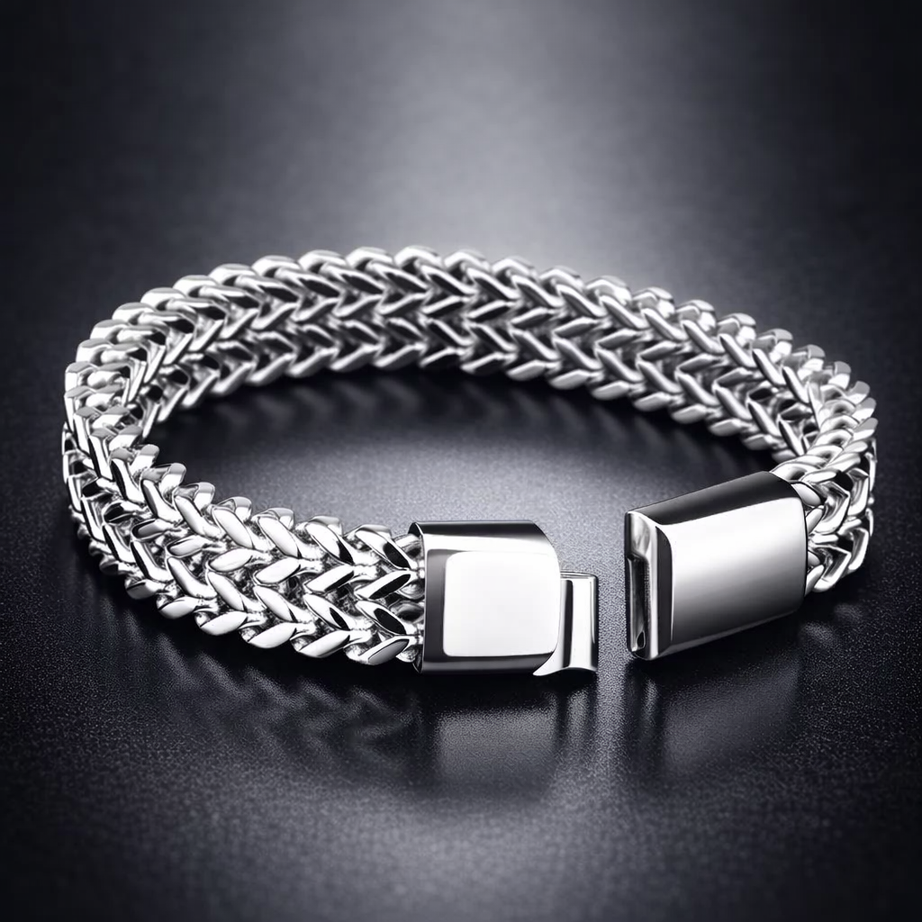Herren Edelstahl Armband Cuban Link – Doppelreihig aus Titanium Steel
