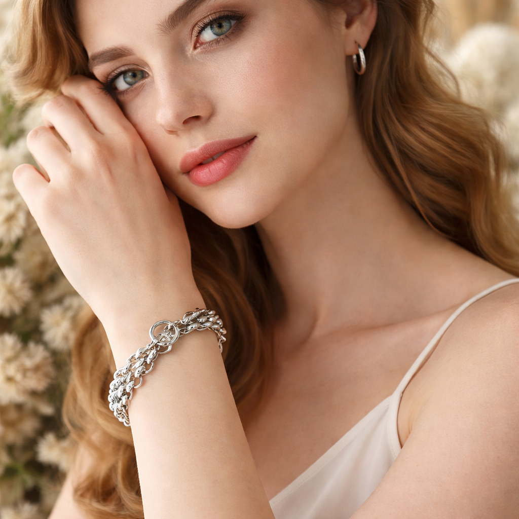 Edelstahl Schmuckset mit Schnallen-Design – Halskette & Armband für Damen & Herren | Unisex Hip Hop Ketten Set im Couple Style