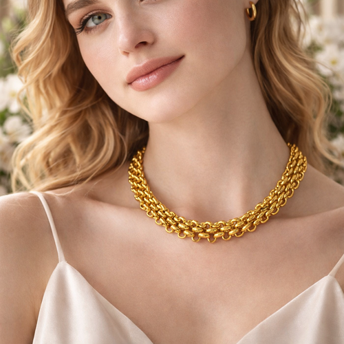 Edelstahl Schmuckset mit Schnallen-Design – Halskette & Armband für Damen & Herren | Unisex Hip Hop Ketten Set im Couple Style