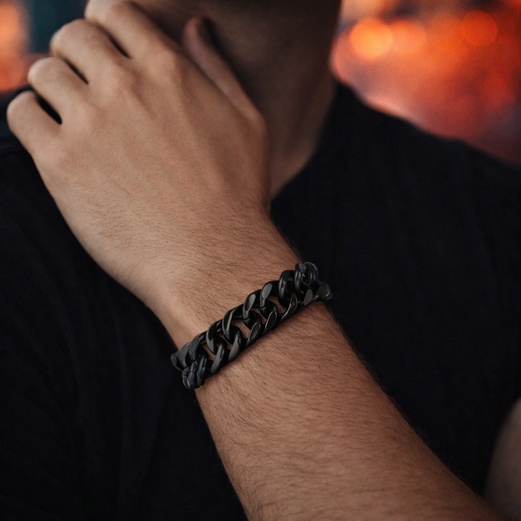 VNOX Herren Armband aus Edelstahl – Chunky Cuban Chain Bracelet 15 mm breit, 19 cm / 21,5 cm, Klassischer Männerschmuck