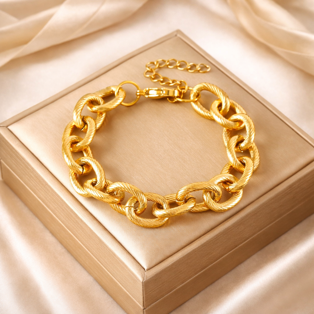 Gold Edelstahl Cuban Chain Armband – 316L Stainless Steel Link Bracelet für Damen & Herren | Trendy Unisex Schmuck Geschenk