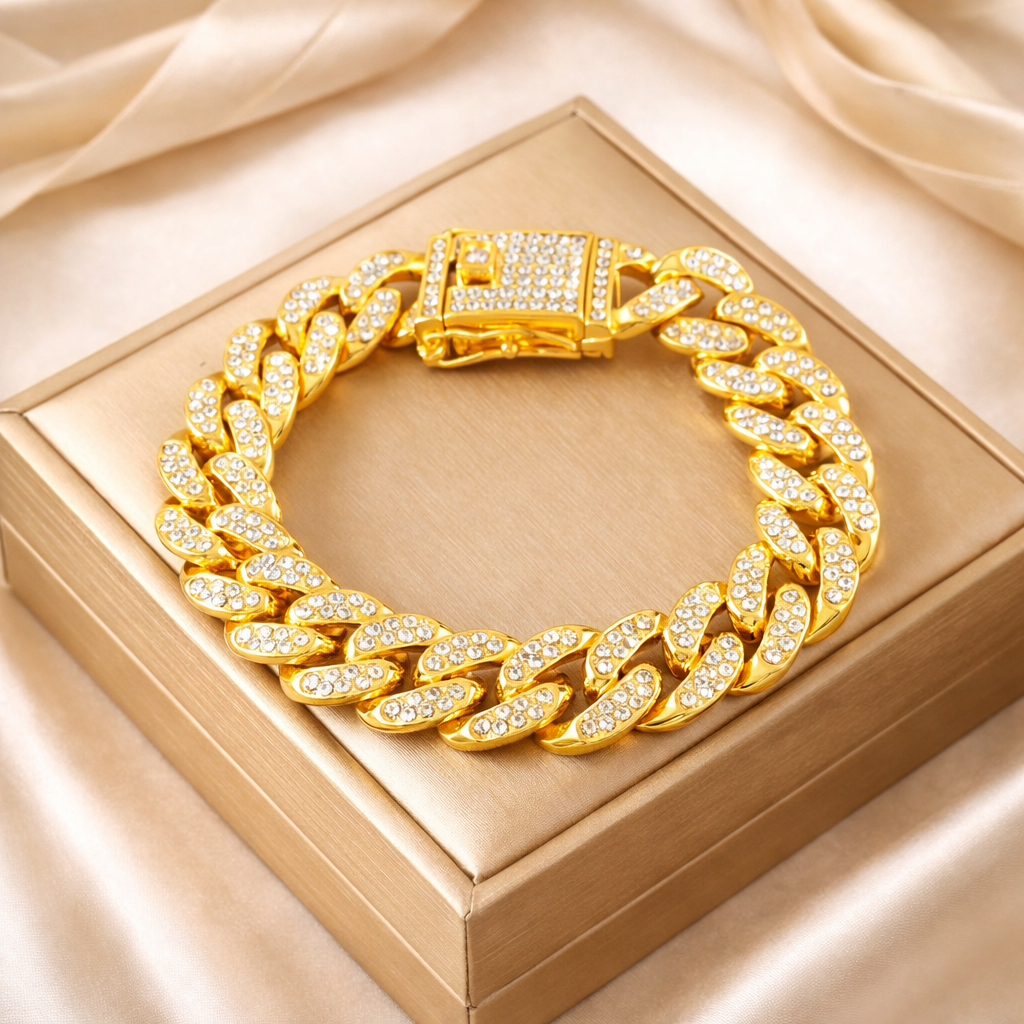 Gold Edelstahl Cuban Chain Armband – 316L Stainless Steel Link Bracelet für Damen & Herren | Trendy Unisex Schmuck Geschenk